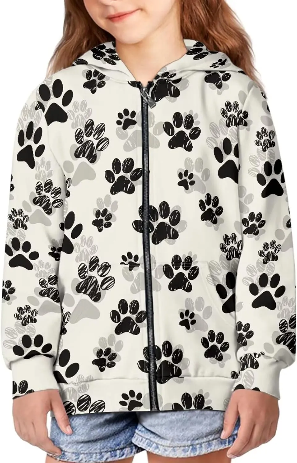 Yewattles Unisex Boys Girls Zip Up Hoodies Sweatshirts Long Sleeve Printed Top with Pockets Thin Coat for Age 6-16 Kids