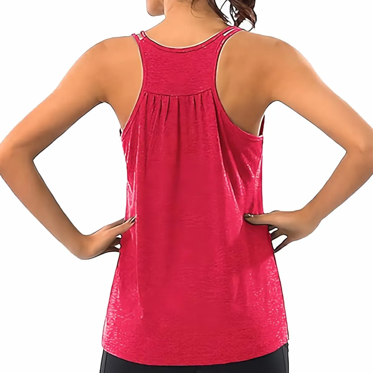 YOFIBARNT Yoga Tops for Women Loose fit Sleeveless Racerback Tank Tops Lightweight Double Spaghetti Strap Workout Camisole