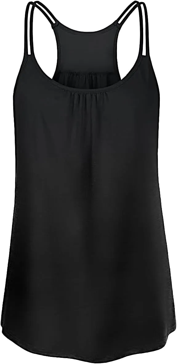 YOFIBARNT Yoga Tops for Women Loose fit Sleeveless Racerback Tank Tops Lightweight Double Spaghetti Strap Workout Camisole
