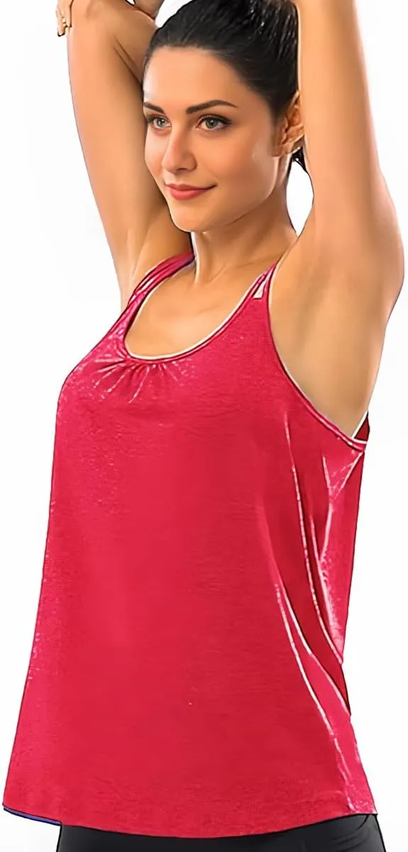 YOFIBARNT Yoga Tops for Women Loose fit Sleeveless Racerback Tank Tops Lightweight Double Spaghetti Strap Workout Camisole