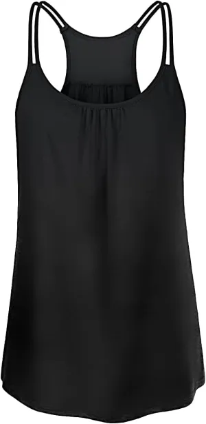 YOFIBARNT Yoga Tops for Women Loose fit Sleeveless Racerback Tank Tops Lightweight Double Spaghetti Strap Workout Camisole