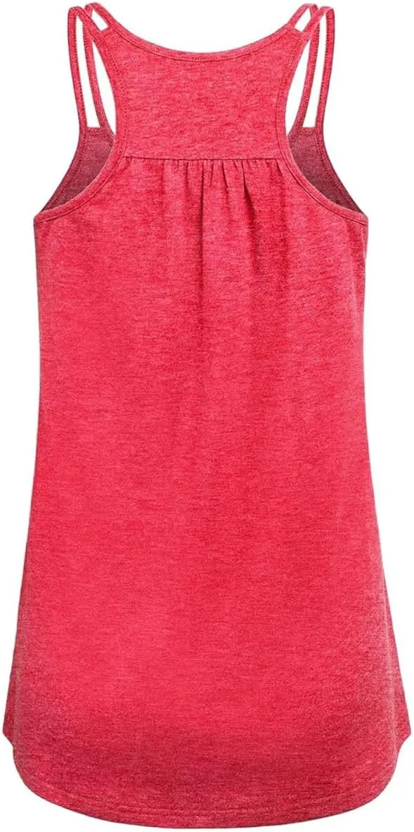 YOFIBARNT Yoga Tops for Women Loose fit Sleeveless Racerback Tank Tops Lightweight Double Spaghetti Strap Workout Camisole