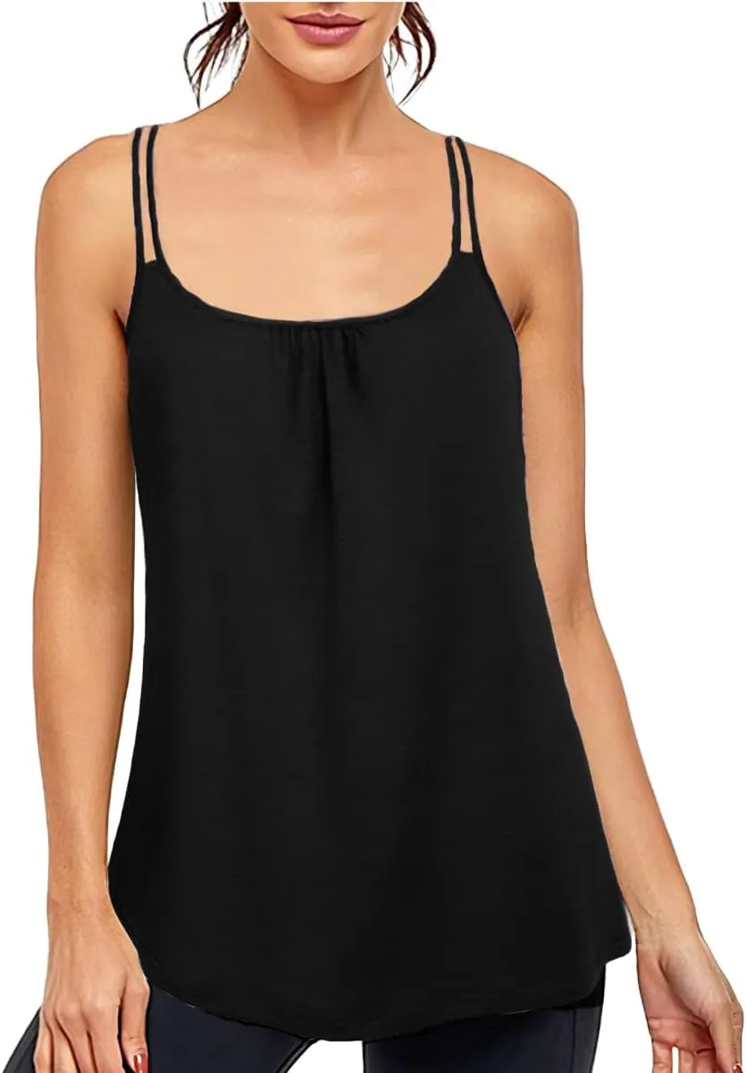 YOFIBARNT Yoga Tops for Women Loose fit Sleeveless Racerback Tank Tops Lightweight Double Spaghetti Strap Workout Camisole