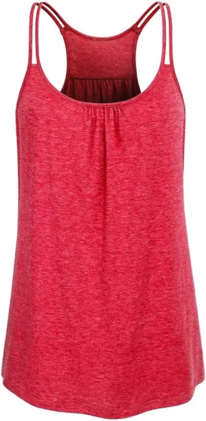 YOFIBARNT Yoga Tops for Women Loose fit Sleeveless Racerback Tank Tops Lightweight Double Spaghetti Strap Workout Camisole
