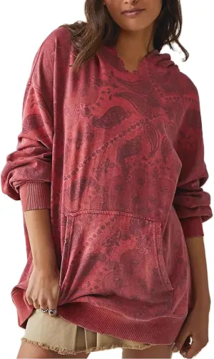 Yuemengxuan Women Y2k Graphic Hoodies Preppy Oversized Sweatshirt Long Sleeve Drawstring Pullover Tops Floral Fall Hoodie
