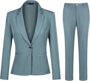 YUNCLOS Women's 2 Piece Office Work Suit Set One Button Blazer and Pants