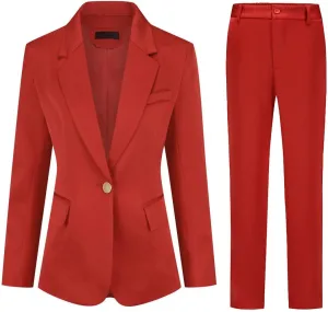 YYNUDA Women's Business Suit Set Ladies 2 Piece Office Work Solid Blazer Jacket and Pants