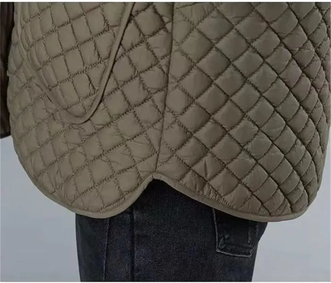 Zadaos Lightweight Cotton-Padded Coat Women Autumn Winter Cotton Coat Hooded Jacket Loose Plaid Parkas Outwear