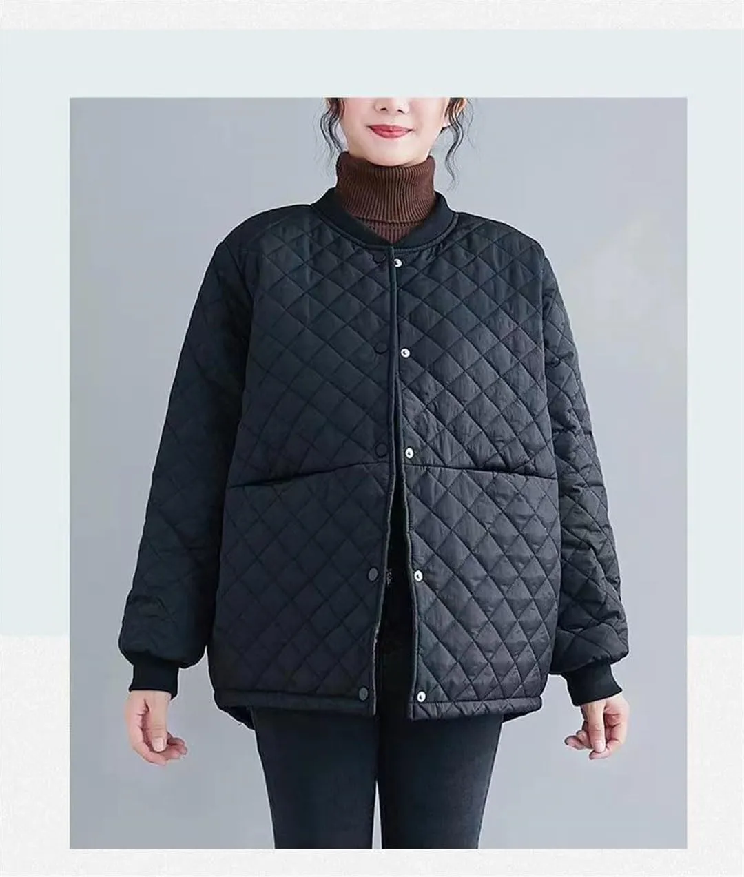Zadaos Women's Thick Autumn Winter Loose Big Pocket Cotton Coat Female Quilted Cotton-Padded Jacket