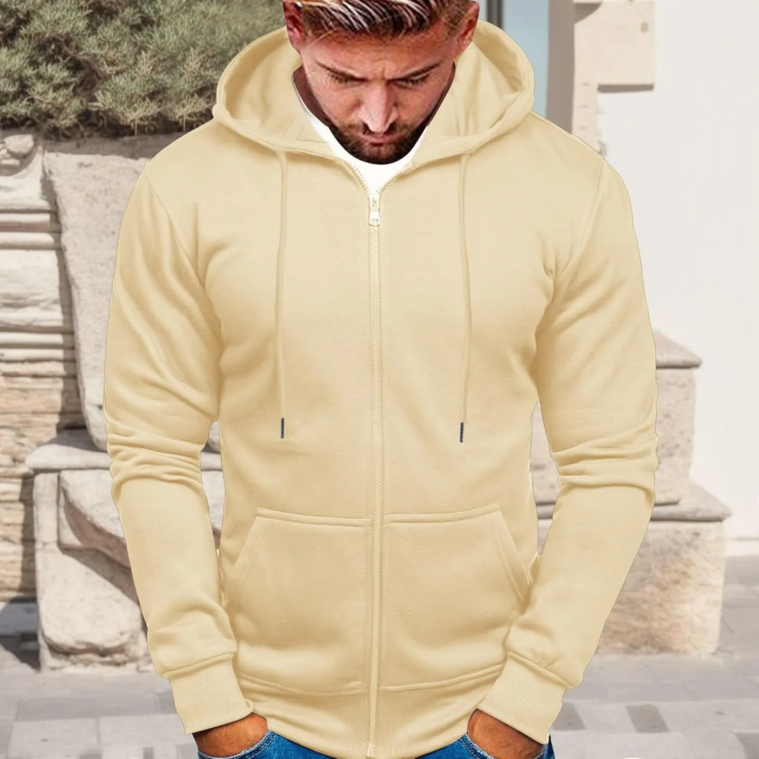Zip Up Hoodie Men Mens Full Zip Casual Pullover Hoodies Fall Winter Work Sweatshirt Long Sleeve Drawstring Hoodies
