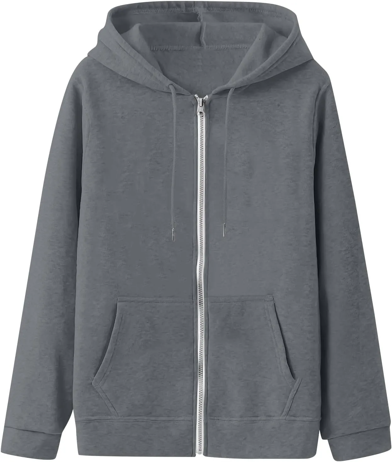Zip Up Hoodie Women Fleece Lined Long Sleeve Oversized Sweatshirt Cute Hoodies Y2K Trendy Fall Jackets with Pockets