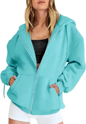 Zip Up Hoodies for Women Light Weight Plus Size Y2K Trendy Jackets Fleece Drawstring Y2K Hoodies Teen Girls