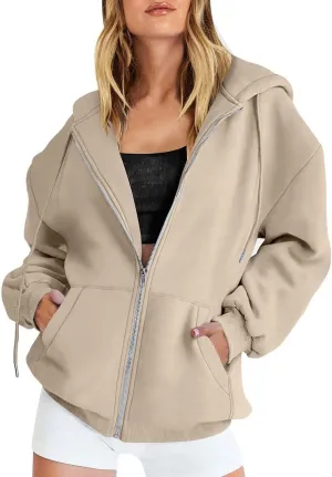 Zip Up Hoodies for Women Light Weight Plus Size Y2K Trendy Jackets Fleece Drawstring Y2K Hoodies Teen Girls