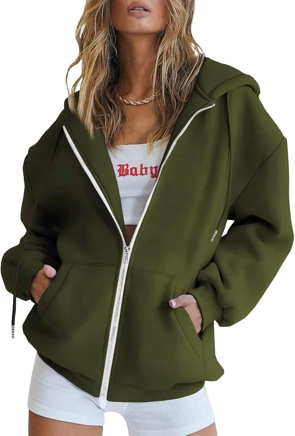 Zip Up Hoodies for Women Oversized Long Sleeve Sweatshirts Casual Y2K Fashion Jackets with Pockets 2024 Fall
